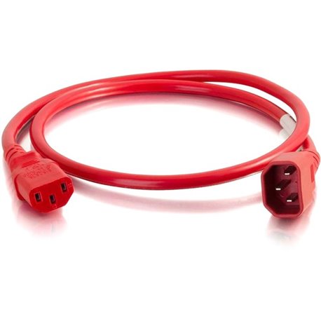 C2G 1ft 18AWG Power Cord (IEC320C14 to IEC320C13) - Red - For PDU, Switch, Server - 250 V AC / 10 A - Red - 1 ft Cord Length - I