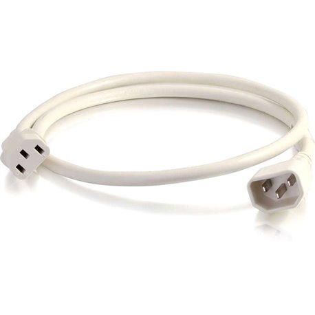 C2G 1ft 18AWG Power Cord (IEC320C14 to IEC320C13) - White - For PDU, Switch, Server - 250 V AC / 10 A - White - 1 ft Cord Length