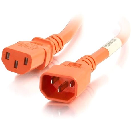 C2G 8ft 18AWG Power Cord (IEC320C14 to IEC320C13) - Orange - 250 V AC / 10 A - Orange - 8 ft Cord Length - IEC 60320 C14 / IEC 6