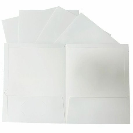 Business Source Letter Pocket Folder - 8 1/2" x 11" - 100 Sheet Capacity - 2 Internal Pocket(s) - White - 25 / Box