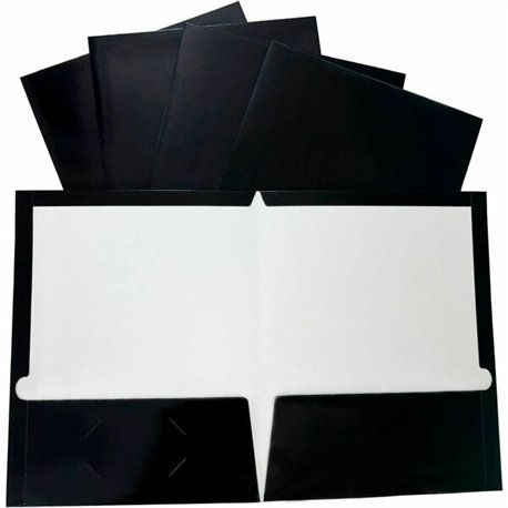 Business Source Letter Pocket Folder - 8 1/2" x 11" - 100 Sheet Capacity - 2 Internal Pocket(s) - Black - 25 / Box