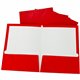 Business Source Letter Pocket Folder - 8 1/2" x 11" - 100 Sheet Capacity - 2 Internal Pocket(s) - Card Paper - Red - 25 / Box