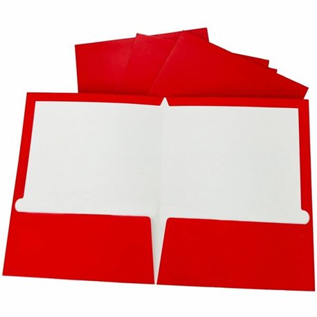 Business Source Letter Pocket Folder - 8 1/2" x 11" - 100 Sheet Capacity - 2 Internal Pocket(s) - Card Paper - Red - 25 / Box