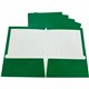 Business Source Letter Pocket Folder - 8 1/2" x 11" - 100 Sheet Capacity - 2 Internal Pocket(s) - Card Paper - Green - 25 / Box