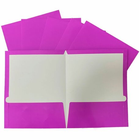 Business Source Letter Pocket Folder - 8 1/2" x 11" - 100 Sheet Capacity - 2 Internal Pocket(s) - Card Paper - Purple - 25 / Box
