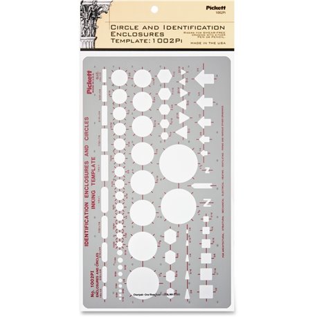 Chartpak Circle/Identification Template - Circle, Square, Hexagon, Rectangle, Diamond, Directional Arrow - 5.9" x 10" - Gray