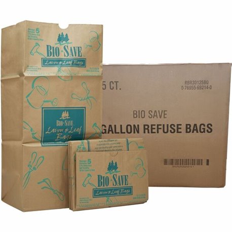 AJM Bio-Save 30-gallon Lawn & Leaf Bags - 30 gal Capacity - 16" Width x 12" Length - Brown - Kraft - 50/Carton - Waste Disposal 