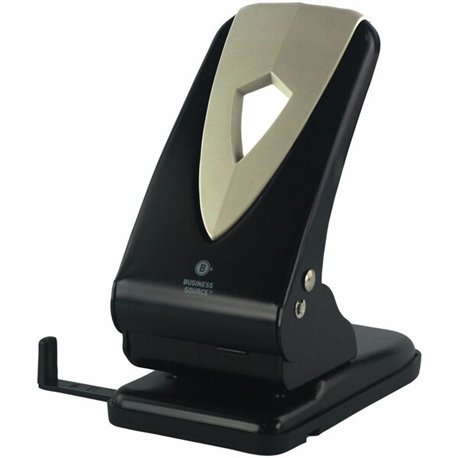 Business Source Two-hole Metal Punch - 2 Punch Head(s) - 60 Sheet of 20lb Paper - 1/4" Punch Size - Black, Gray