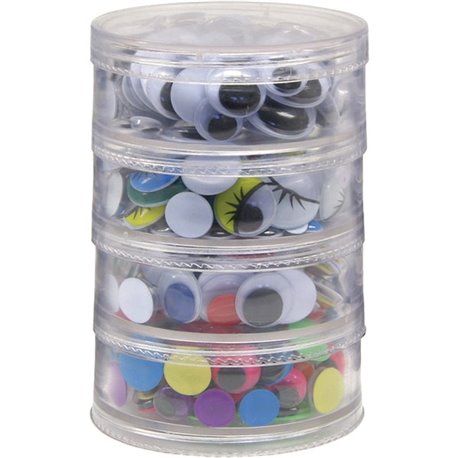 Creativity Street Wiggle Eyes Stackable Storage Jar - Craft Project, Decoration - 400 Piece(s) x 0.28" , x 0.39" , x 0.47" , x 0