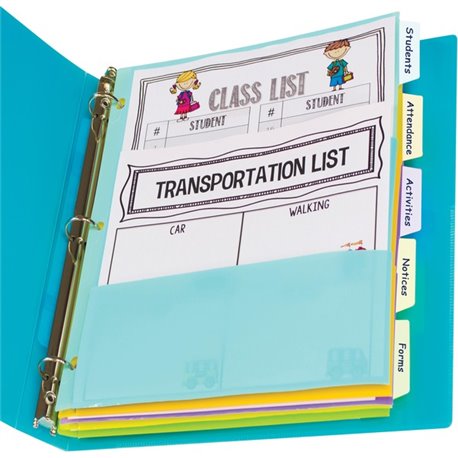 C-Line Bright Multi-pocket 5-tab Index Dividers - 5 Write-on Tab(s) - 5 Tab(s)/Set - Letter - 8.50" Width x 11" Length - 3 Hole 