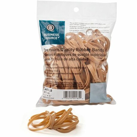 Business Source Premium Quality Rubber Bands - Size: 64 - 3.5" Length - 250 mil Thickness - 106 / Pack - Natural