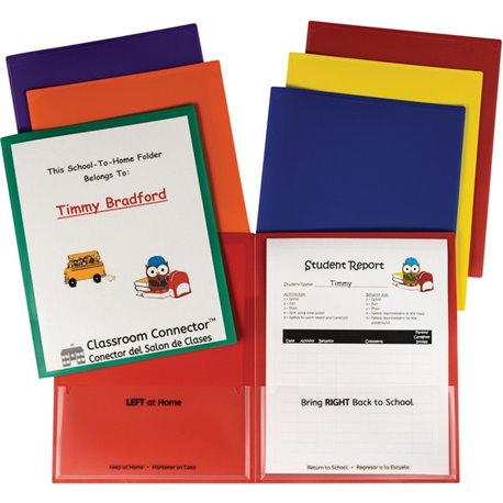 C-Line Classroom Connector Report Cover - 2 Front & Back Pocket(s) - Red, Orange, Yellow, Blue, Green, Purple - 36 / Box