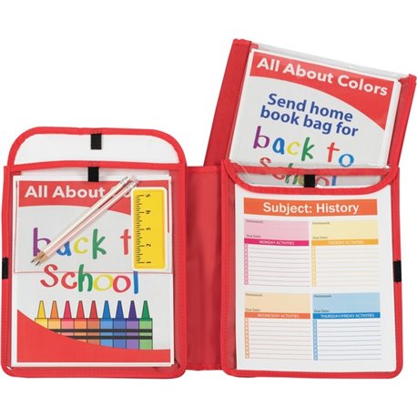 C-Line Homework Connector Pocket Folder - 9" x 12" - Internal Pocket(s) - Red - 1 Each