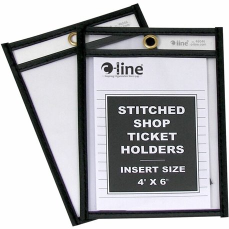 C-Line Shop Ticket Holders, Stitched - Both Sides Clear, 4 x 6, 25/BX, 46046