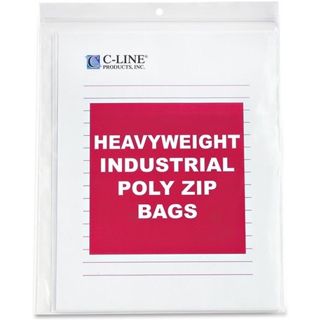 C-Line Heavyweight Industrial Poly Zip Bags - 8-1/2 x 11, 50/BX, 47911