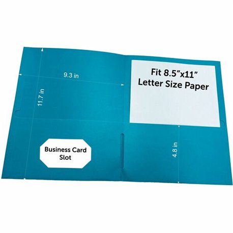 Business Source Letter Portfolio - 8 1/2" x 11" - 125 Sheet Capacity - 2 Inside Front & Back Pocket(s) - Teal - 1 / Box
