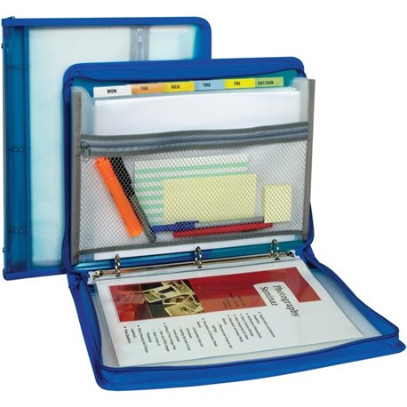 C-Line Expanding File Zippered Binder - Letter - 8 1/2" x 11" Sheet Size - 3 x Ring Fastener(s) - 7 Pocket(s) - 6 Divider(s) - B