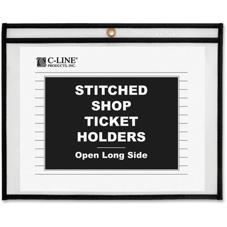 C-Line Shop Shop Ticket Holders, Stitched - Both Sides Clear, Open Long Side, 11 x 8-1/2, 25/BX, 49911