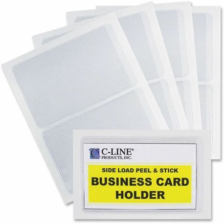 C-Line Self-Adhesive Business Card Holders - Side Loading, Peel & Stick, 2 x 3-1/2, 10/PK, 70238