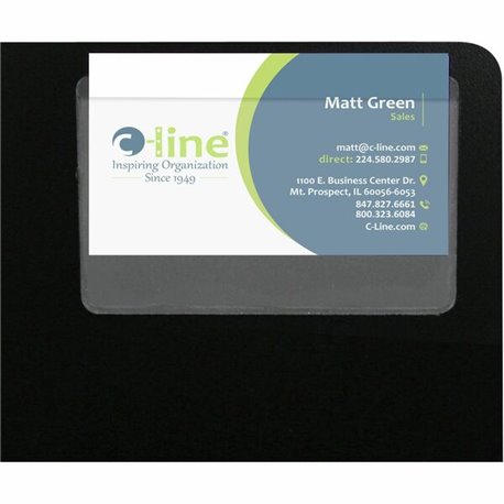 C-Line Self-Adhesive Business Card Holders - Top loading, Peel & Stick, 2 x 3-1/2, 10/PK, 70257