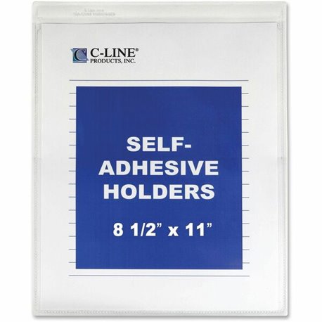 C-Line Self-Adhesive Poly Shop Ticket Holders, Welded - 9 x 12, Peel & Stick, 50/BX, 70912