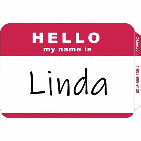 C-Line HELLO my name is... Name Tags - Red, Peel & Stick, 3-1/2 x 2-1/4, 100/BX, 92234