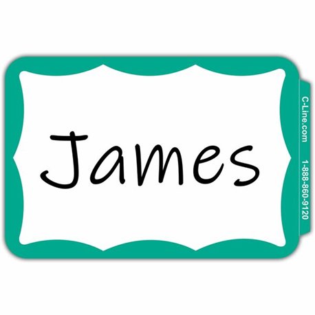 C-Line Self-Adhesive Name Tags - Green Border, Peel & Stick, 3-1/2 x 2-1/4, 100/BX, 92263