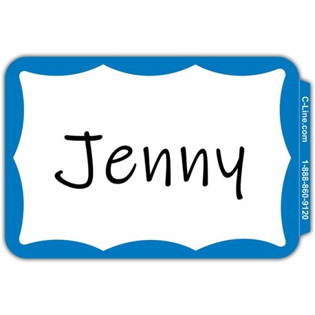 C-Line Self-Adhesive Name Tags - Blue Border, Peel & Stick, 3-1/2 x 2-1/4, 100/BX, 92265