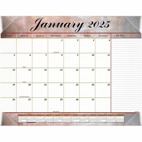 At-A-Glance Marbled Desk Pad - Standard Size - Monthly - 12 Month - January 2025 - December 2025 - 1 Month Single Page Layout - 