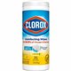 Clorox Disinfecting Cleaning Wipes - Ready-To-Use - Crisp Lemon Scent - 35 / Canister - 1 Each - Disposable, Bleach-free - Yello