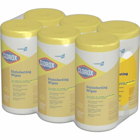 CloroxPro Disinfecting Wipes - For Multipurpose - Ready-To-Use - Lemon Fresh Scent - 75 / Canister - 6 / Carton - Pleasant Scent