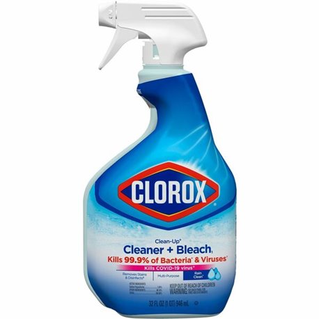 Clorox Clean-Up All Purpose Cleaner with Bleach - For Multipurpose - 32 fl oz (1 quart) - Rain Clean Scent - 1 Each - Deodorize,