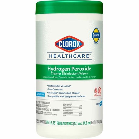 Clorox Healthcare Hydrogen Peroxide Cleaner Disinfectant Wipes - 155 / Canister - 1 Each - Pre-moistened, Disinfectant, Deodoriz