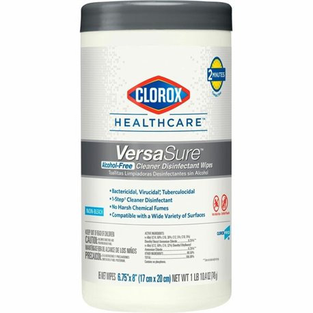 Clorox Healthcare VersaSure Cleaner Disinfectant Wipes - 8" Length x 6.75" Width - 85 / Canister - 1 Each - Disinfectant, Durabl