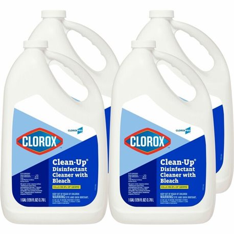 CloroxPro Clean-Up Disinfectant Cleaner with Bleach Refill - Liquid - 128 fl oz (4 quart) - Original Scent - 4 / Carton - Clear,