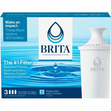 Brita Replacement Water Filter for Pitchers - Pitcher - 40 gal Filter Life (Water Capacity)2 Month Filter Life (Duration) - 3 / 