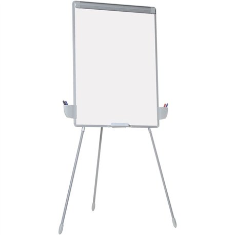 MasterVision Dry-erase Portable Tripod Easel - 29" (2.4 ft) Width x 41" (3.4 ft) Height - White Melamine Surface - Gray Aluminum