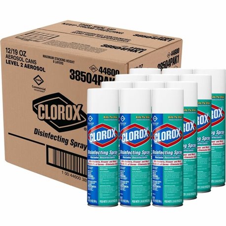 Clorox Commercial Solutions Disinfecting Aerosol Spray - 19 fl oz (0.6 quart) - Fresh Scent - 12 / Carton - Pleasant Scent, Disi