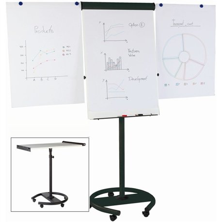 MasterVision MV 360 Degree Gold Ultra Mobile Easel - 26.5" (2.2 ft) Width x 38.5" (3.2 ft) Height - White Lacquered Steel Surfac
