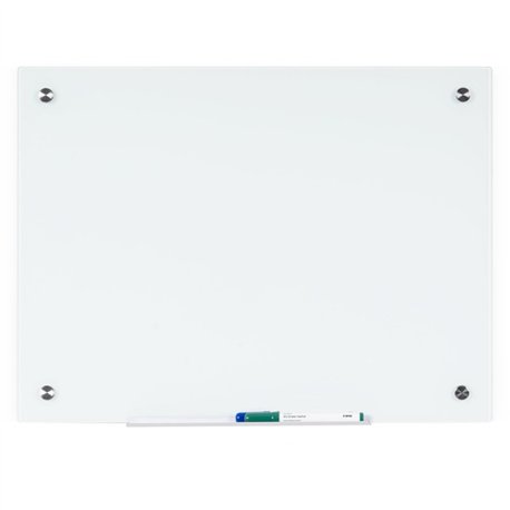 Bi-silque Dry-Erase Glass Board - 36" (3 ft) Width x 48" (4 ft) Height - White Glass Surface - Rectangle - Horizontal/Vertical -