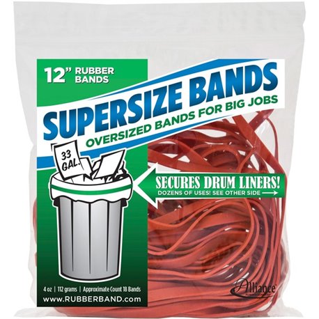 Alliance Rubber SuperSize Bands - Size: Large - 12" Length x 0.3" Width - Reusable, Heavy Duty, Environmentally Friendly, Elasti