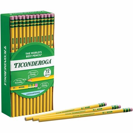 Ticonderoga No. 2 Pencils - 2 Lead - Yellow Cedar Barrel - 72 / Box