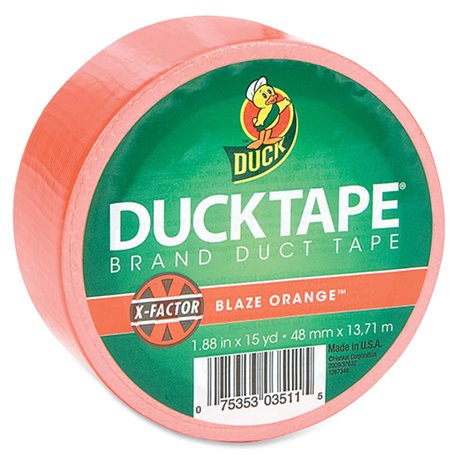 Duck Brand Color Duct Tape - 15 yd Length x 1.88" Width - For Color Coding, Repairing, Packing, Crafting - 1 / Roll - Neon Orang