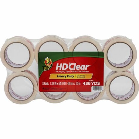 Duck Brand HD Clear Packing Tape - 54.60 yd Length x 1.88" Width - 2.6 mil Thickness - 3" Core - Acrylic - UV Resistant, Tempera