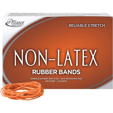 Alliance Rubber 37196 Non-Latex Rubber Bands - Size 19 - 1 lb. box contains approx. 1440 bands - 3 1/2" x 1/16" - Orange