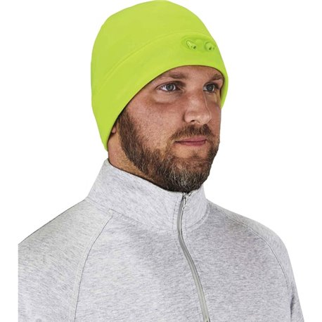 Ergodyne 6804 Skull Cap Beanie Hat with LED Lights - Fleece - Lime