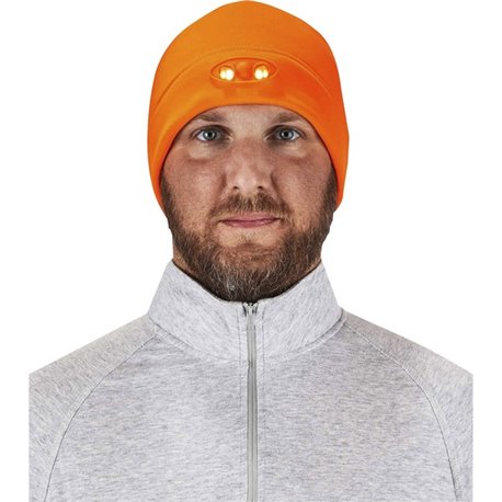 Ergodyne 6804 Skull Cap Beanie Hat with LED Lights - Fleece - Orange