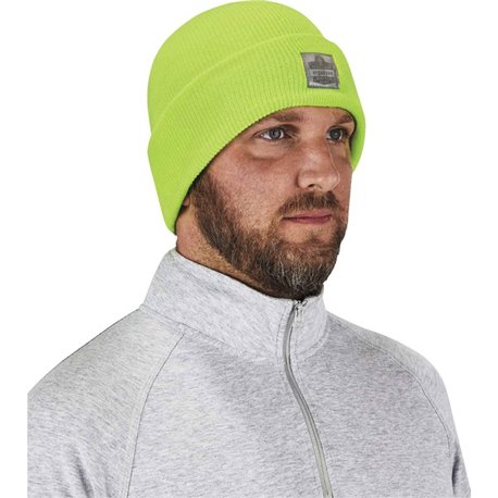 Ergodyne 6806 Cuffed Rib Knit Beanie Hat - Acrylic - Lime