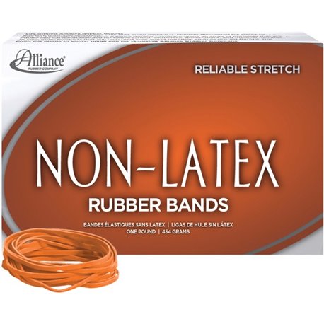 Alliance Rubber 37336 Non-Latex Rubber Bands - Size 33 - 1 lb. box contains approx. 720 bands - 3 1/2" x 1/8" - Orange