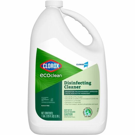 CloroxPro EcoClean Disinfecting Cleaner Refill - 128 fl oz (4 quart) - 1 Each - Refillable, Disinfectant, Bleach-free, Alcohol-f